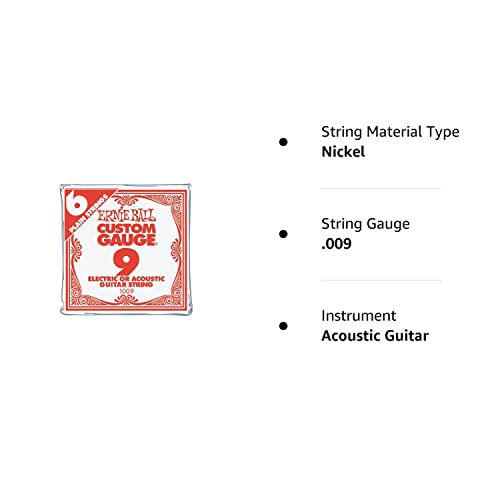 Ernie Ball Nickel Plain Single Guitar String .009 6-Pack, Silver, Single Pack - Image 2