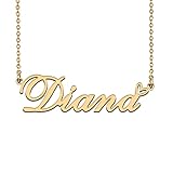 HUAN XUN Unique Gold Name Necklace with Heart Custom Diana Necklace for Women Birthday