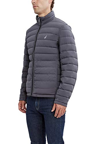 Image of Nautica Men's Reversible Quilted Puffer Jacket -Midweight Mechanical Stretch Winter Coat