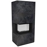 Kaminbausatz KRATKI Floki Box Links 8 kW Ø 160 Quarzsinter OSSIDO Nero