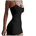 Seksowny pasek spaghetti Camisole Mini sukienka kobiety Bodycon Club sukienki imprezowe lato Pure Color Sundress Plus rozmiar - czarny, XXL