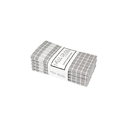 Miss Savon Geschirrtücher Grau - 5er Set Geschirrhandtücher Baumwolle Premium Küchenhandtücher Küchentuch Vintage & Deko Handtücher für die Küche kariert