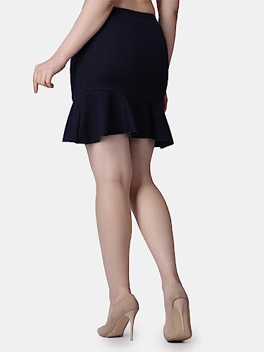 Image of POPWINGS Casual Twill Frill Knee Length Pencil Skirt for Women || Stylish Summer Skirt for Women || Knee-Length Skirt for Women || Semi-Formal Women Skirt