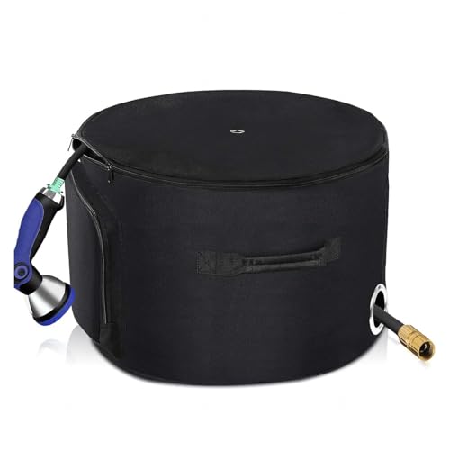 Hose Basket Bag Holds 150 ft Hose, Waterhose Storage for Outside with Small Tool Storage Pocket for Yard, Backyard, Lawn Car Wash
