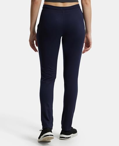 Image of Jockey 1301 Women's Super Combed Cotton Elastane Stretch Slim Fit Trackpants with Side Pockets Navy Blazer XL