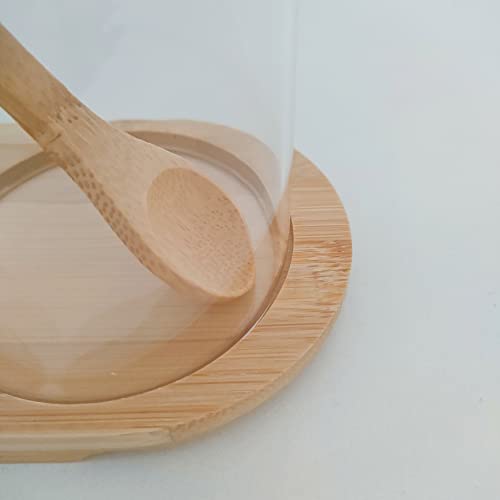 Miattcld Condiment Canisters Pots Set, 10Oz Clear Glass Seasoning Jar Set, Glass Condiment Jar, Glass Spice Jar With Bamboo Lids For Seasoning Kitchen Pepper Coffee Tea Sugar (Style-A) #TOP5