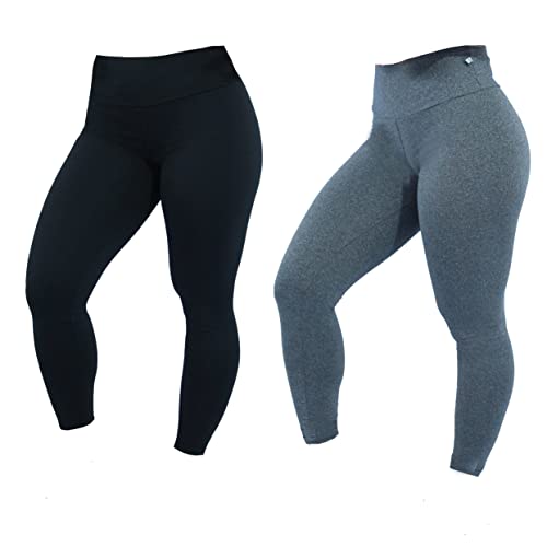 Kit 2 Legging Suplex Estampada Ou Lisa Leg Academia Ginastica (preto-cinza, GG)