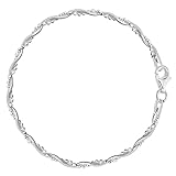 Braided Bead And Snake Style Chain Anklet In Sterling Silver, 10