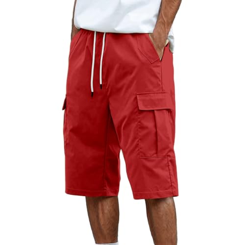 Short court d'été en coton homme ample à cordon de serrage sport