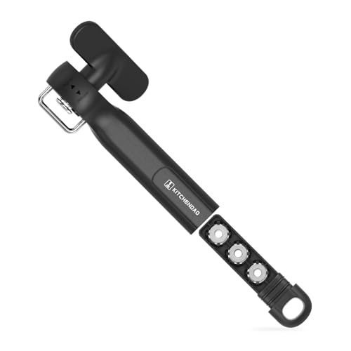 KITCHENDAO Replaceable Can Opener with 3 Extra Blades, Safe Cut Can Opener, Smooth Edge Manual Side Cut, No Sharp Edges Handheld Tin Opener With Super Sharp Replaceable Blade, Black
