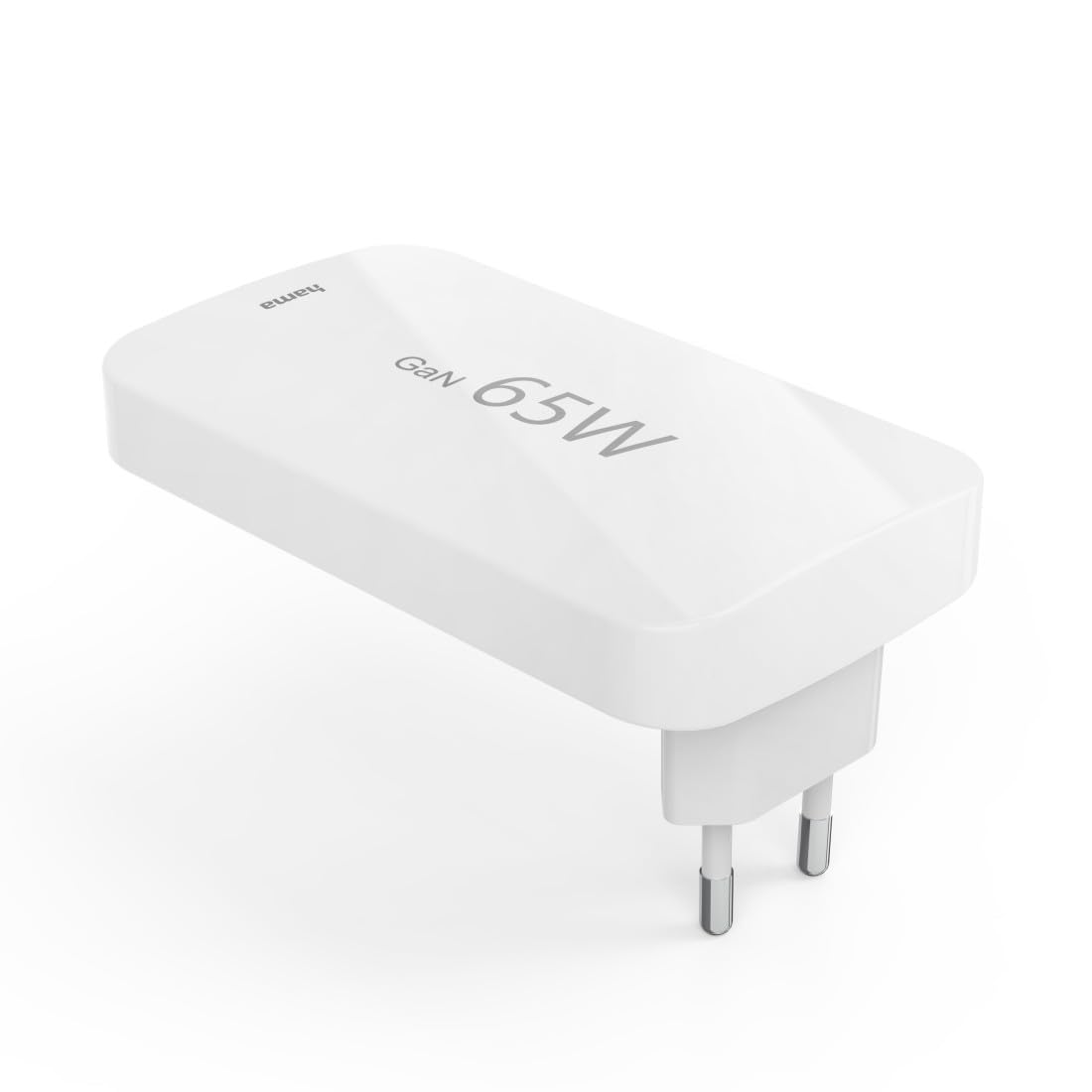 Hama - Cargador rápido USB-C de 65 W GAN de 3 Puertos (Corriente eléctrica, 2 x USB-C 65 W, 1 x USB-A 18 W, Mini Cargador PD Ultra Plano, Compacto y Plegable, Qualcomm Quick Charge, para PC
