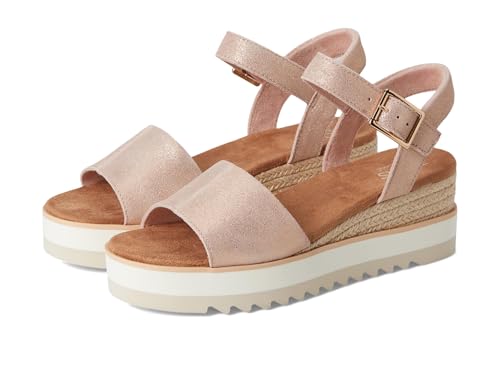 TOMS Womens Diana Sandal Pale Rose Metallic Suede 8.5 Medium