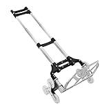 Czyurachel Carretilla plegable para escaleras, hasta 75 kg, de aluminio, incluye cuerda de fijación, carretilla de transporte plegable