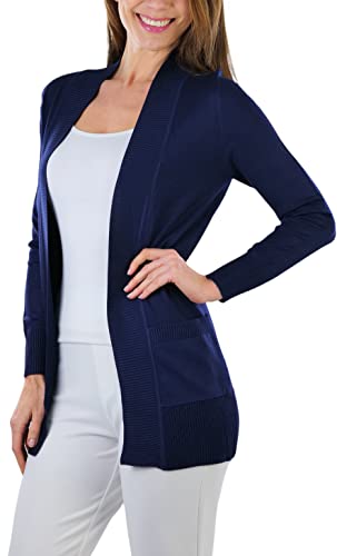 ToBeInStyle Women's Long Sleeve Rib Banded Open Sweater Cardigan3