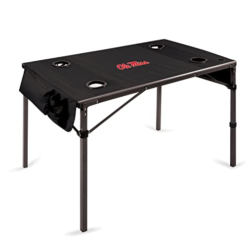 PICNIC TIME NCAA Ole Miss Rebels Travel Table Portable Folding Table, Camping Table, Outdoor Table with Carry Bag, (Black)