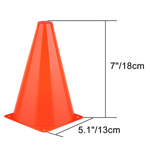 7 Inch Cones Sports, 24 Pack Orange Soccer Cones Agility Field Marker Plastic Traffic Training Cones For Basketball Football Skating Drills Practice - Indoor And Outdoor Festive Events Obstacle Course #TOP2