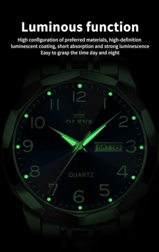 Image of OLEVS Watch for Men Simple Business Dress Analog Stainless Steel Waterproof Luminous Date Easy Read Men Wrsit Watch