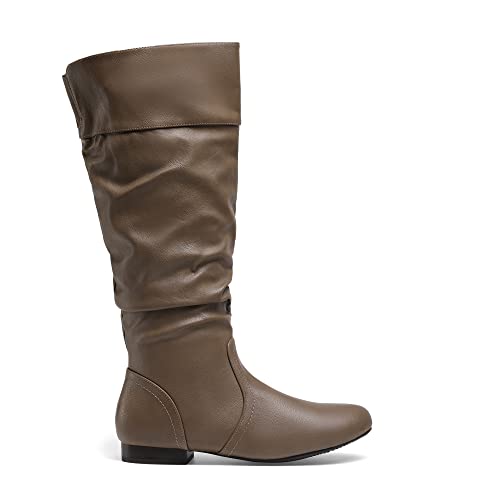 DREAM PAIRS DREAM PAIRS Women's Wide Calf Knee High Pull On Fall Weather Winter Boots,Size 8.5,Wide/Calf/Khaki,BLVD-W