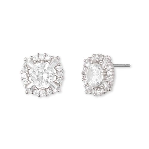 Image of Anne Klein Womens Crystal Stud Earrings in Silver