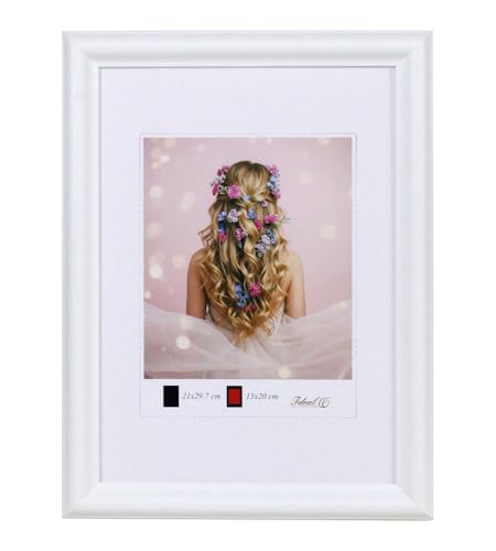 KM FOTO Holzrahmen mit Kunststoffglas Bilderrahmen MDF-Rahmen Wandrahmen Fotorahmen HR-22: Farbe: Weiß | Format: 40x50