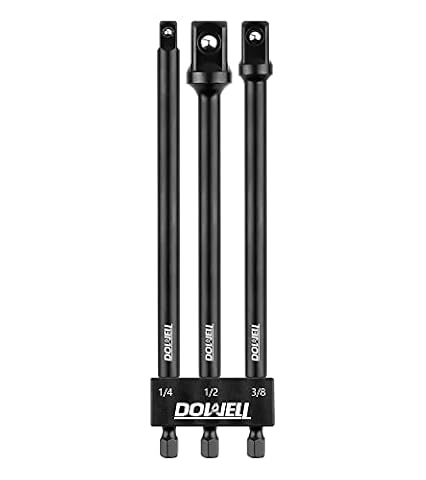 DOWELL Impact Grade Adapter Set Przedłużający Bit z uchwytem 1/4-calowym, 3/8-calowym, 1/2-calowym gniazdem napędowym Rozszerzenie wiertła do szybkiego klucza uderzeniowego (3, 6-calowy)