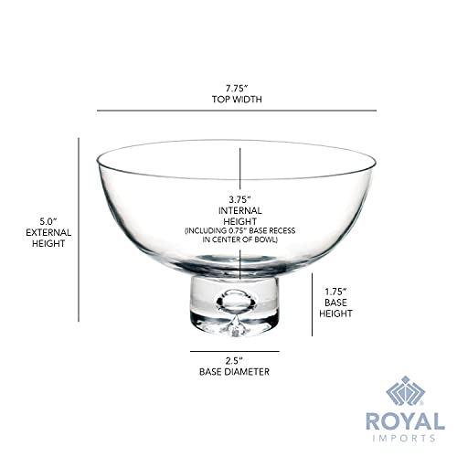 Flower Glass Vase Decorative Centerpiece For Home Or Wedding By Royal Imports - Fruit Bowl Short Stem 8" Round, 5" Tall #TOP4