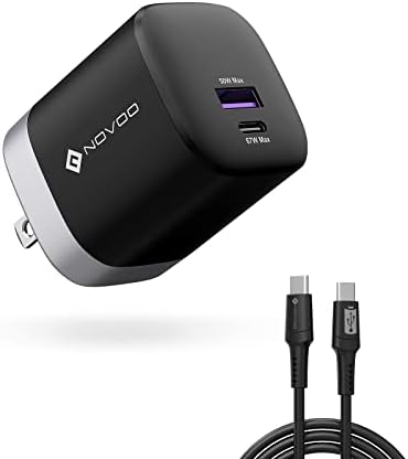 NOVOO 67W 2-Port USB C Charger PD Rapid Charger (USB-A & USB-C) [100W Type C Cable Included/GaN III Adopted/Ultra Small/Foldable Plug/SuperVOOC/PD3.0/PPS/PSE ] MacBook / PD compatible Windows PC / not