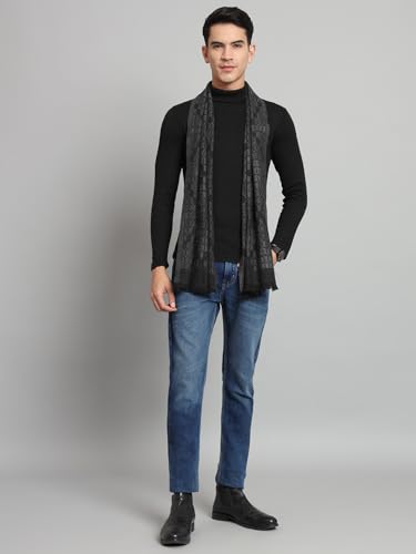 Image of Ravaiyaa - Attitude is everything Men's Geometric Pattern Casual Muffler Winter Wool Long Scarf 72 inchx14 inch Inch (Black)