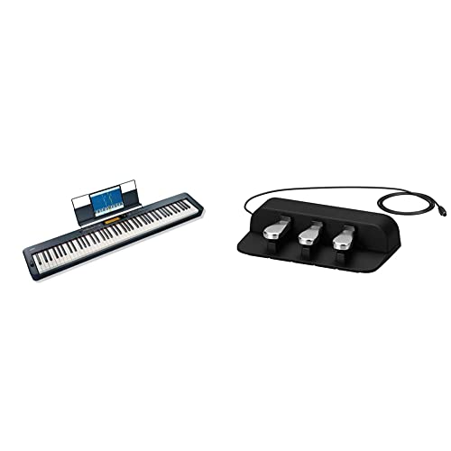 Casio CDP-360BK Digital-Piano Ensemble mit 700 Klängen und 88 gewichteten Tasten, schwarz & SP-34 optionales 3-fach Pedal für CDP-S360 und 350