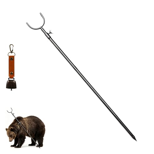 クマよけグッズ 多目的伸縮棒 ポール 強力な耐荷重 クマよけの鈴付き 1.2m～1.8mの伸縮式 ステンレス鋼 軽量コンパクト 水草を刈る 水草を釣る 魚をフォークするのに適している 1.8メートル [並行輸入品]