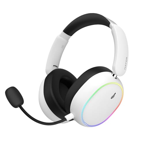 Image of HATOR Phoenix 2 Wireless Gaming Headset - 40mm Hi-Res Driver, Hybrid ANC, Spatial Audio, Head Tracking, 2.4GHz & BT5.4, Up to 45h Battery, Includes Case - for PC, Console & Mobile, White
