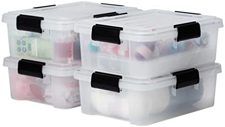Iris Ohyama, Set of 3, Storage Boxes, 5 L, with Snap Closure, Stackable, Living Room, Bedroom, Garage - New Top Box NTB-5 - Silver