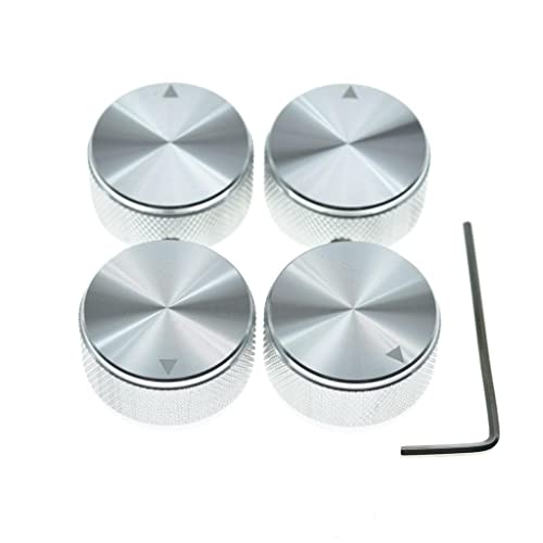 4pcs 30 * 17mm Aluminium Potentiometer Knobs 1/4" Universal Pot Control Knobs with Indicator and Set Screw for AMP Amplifier/Power Amplifier/Preamps/Audio Equipments Silver
