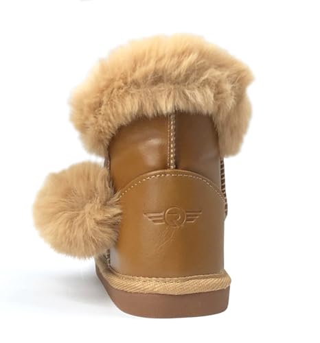 Image of REDVOLUTION Kids Boots Toddler Girls Cute Butterfly Bow | PomPom PU leather Boot (Toddler /Small Kid)