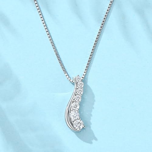 AINUOSHI Moissanite Necklace For Women 7 Graded Size Lab Created Moissanite Journey Curve Pendant S925 Sterling Silver Necklace with Certificate of Authenticity3