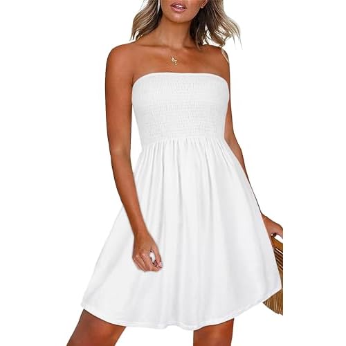 CHICGAL Summer Dresses for Women Beach Cover Ups Strapless Boho Floral Print Sundress 2026
