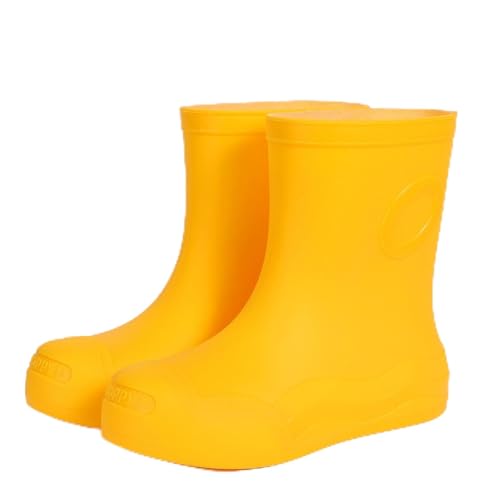 Generisch Gummistiefel Damen Damen Regenschuhe Slip Outdoor Casual Kurze Stiefel zum Wandern Camping Tägliche Wasseraktivitäten Bequem Leicht Gelbe Schuhe Damen Mit Absatz (Yellow, 39-40)