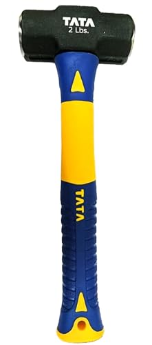 Image of TATA Agrico Engineering Hammer 2lb (HMC020) | Double Faced Heavy Duty Hammer with Shot Blasted Smooth Head | 10 Inch Fiberglass Handle | IS Certified | Rust Resistant Paint | Pack of 1