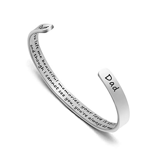 JoycuFF Memorial Gifts for Loss of Mom Dad in Memory of Jewelry Sympathy Bracelet Bereavement Cuff Secret Message Engraved Grief Gifts for Women3