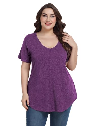 Image of BELAROI Women Plus Size Tops V-Neck Tunics Shirts