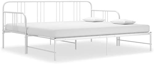 Tidyard Struttura Telaio Divano Letto Matrimoniale 2 Posti in Acciaio Nero/Bianco