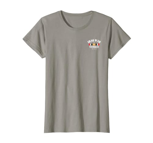 Iraq Veteran T-Shirt Iraq War Service Distressed Patriotic T-Shirt, Women, Slate Grey, X-Small