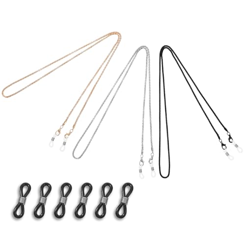 Larrel Eyeglasses Chain, 3PCS No Tail Adjustable Eyeglasses Strap Eye Glass Holders Around Neck Eyewear String Holder Retainer String Fashion Accessory for Men Women