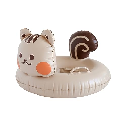 AGUARD Baby Pool Float - Toddler & Infant Inflatable Swimming Pool Floats with Bottom Support, Fun Gifts Swimming Trainer Water Toys for 6-36 Months (Brown)