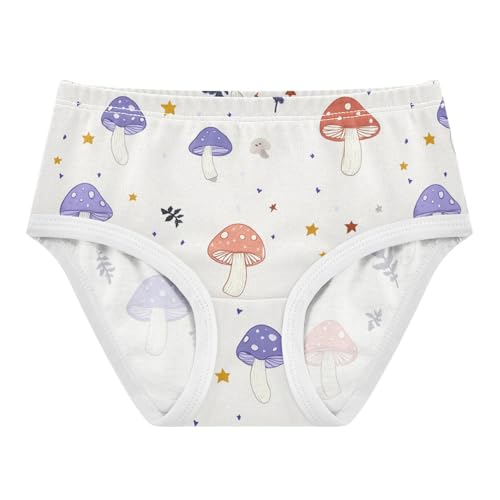 Wusikd Cute Mushrooms Girls' Underwear Cotton Stars Girls Briefs Soft Toddler Underwear 2T