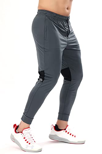 Image of FUAARK Men's Nylon Lycra Stretchable Jogger Trackpants with Zipper Pockets