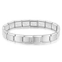 Quiges - 9mm Italian Style Modul Armband Edelstahl Matt Komplett für Italienische Charm Module