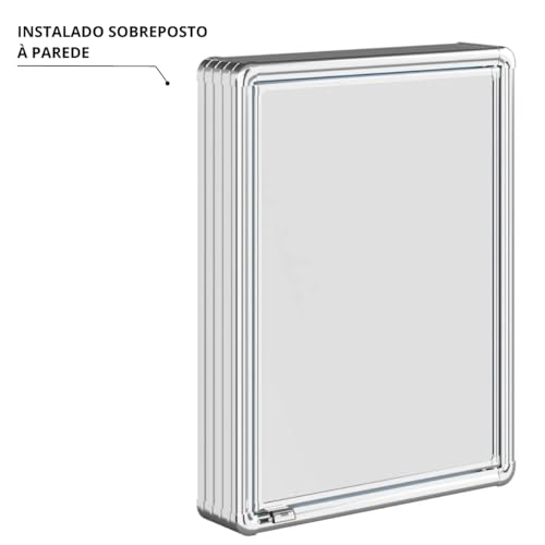 Armário Banheiro Espelheira Sobrepor | Com Perfil de Alumínio | 44x11,3x58cm | 01 Porta | Astra