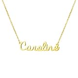 Awegift Name Necklace Big Initial Gold Plated Best Friend Jewelry Women Gift for Her Caroline