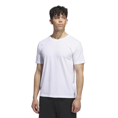 adidas Men's T-Shirts (2-Pack) – Stretch Cotton Crew Neck Undershirt, Soft Breathable Fitted Base Layer, White/White, Medium4